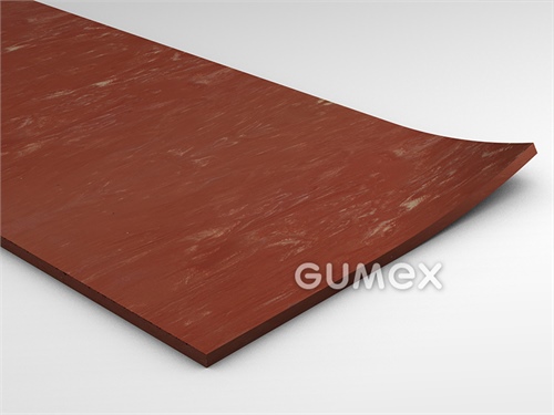 Gummi-Bodenbelag GW CIVI, 3mm, Breite 1250mm, 85°ShA, SBR, glattes Muster, -20°C/+60°C, backstein, 
